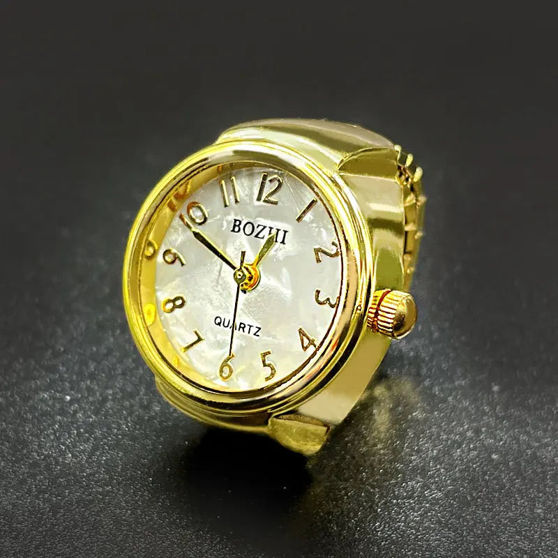Kiss Jewelry Punk Gold Color Couples Mini Watches Finger Rings for Women Men Square Round Dial Quartz Ring Watch Ring Gift