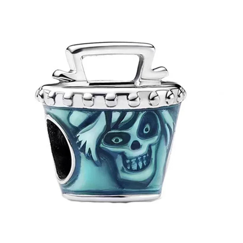 Halloween Charms 925 Sterling Silver Black Skull Bat Pumpkin Pendant Fit Original Bracelet Charm Beads Necklace DIY Fine Jewelry