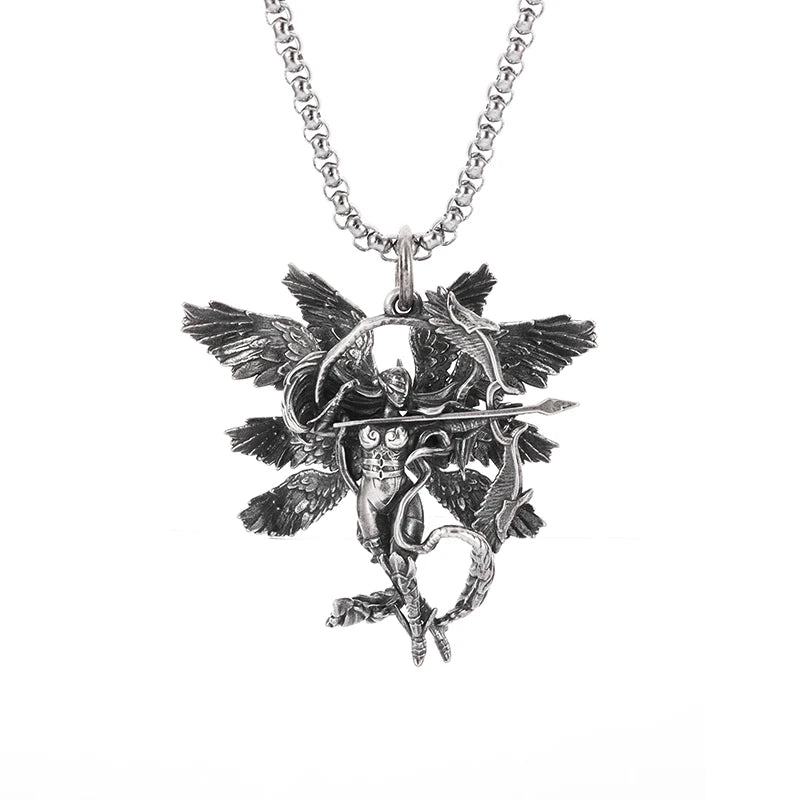 Silver-Plated Anime Mecha Beautiful Girl Girl Pendant Necklace Men and Women Hip-Hop Rock Punk Trendy Jewelry Gift - Madeinsea©