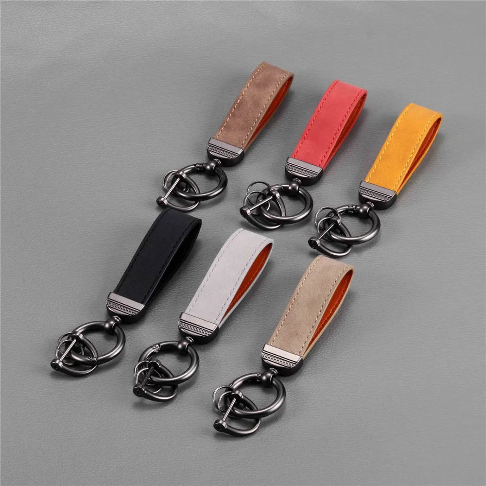 MKENDN Simple PU Leather Keychain Women Men Car Key Ring Chain Holder Key Strap Waist Wallet Keyring Business Party Jewelry Gift