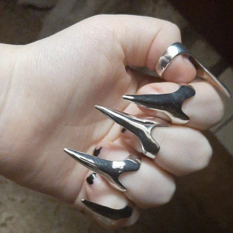 Lot de 5 bagues à ongles style gothique rétro punk cool rock, vente en gros, bijoux de fête, cosplay, cadeau d'halloween