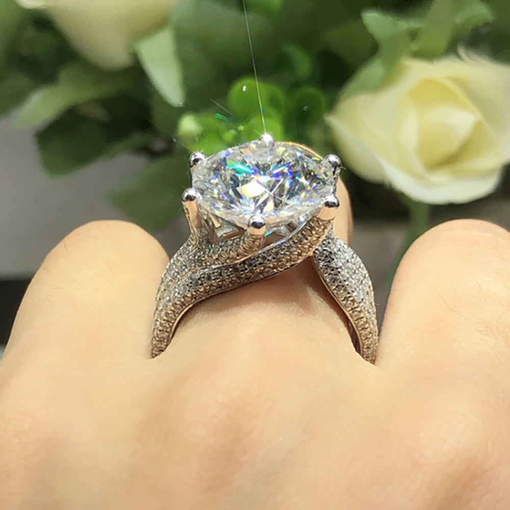 Serenity 3-5ct D Big Moissanite Rings For Women Wedding Bridal S925 Sterling Silver Sparkling Lab Diamond Eternity Rings Jewelry
