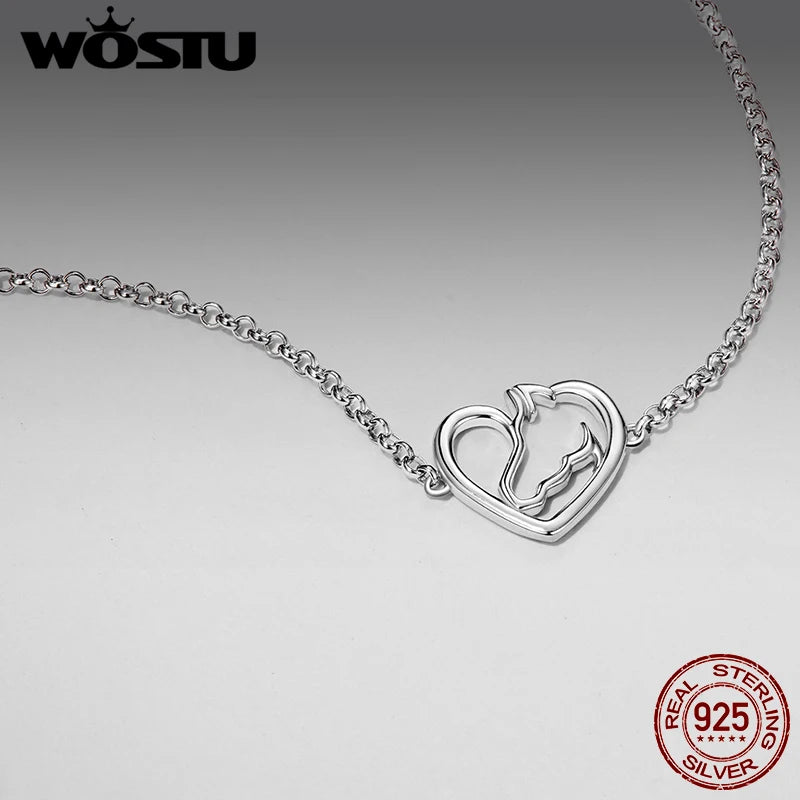 WOSTU Real 925 Sterling Silver Horse & Heart Chain Bracelet Stud Earrings For Women, s925 Silver Unique Horse Lover's Gift Set