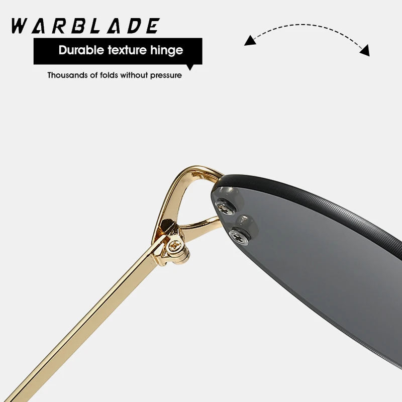 Lunettes de soleil ovales de marque de luxe pour hommes, petites lunettes de soleil carrées en métal sans monture pour femmes, verres dégradés, lunettes d'extérieur UV400