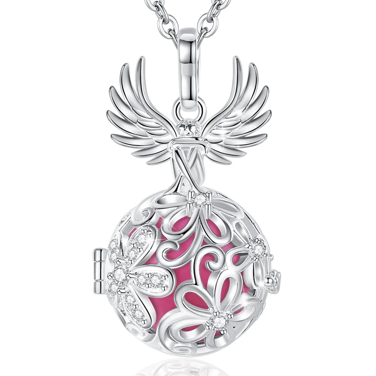 Eudora Collier Bola de Grossesse Necklace 18MM Ball Flower Angel Caller Musical Bell Pendant DIY Jewelry Gift for Pregnant Women
