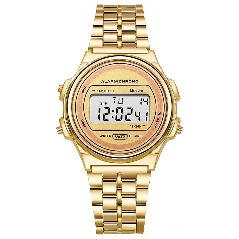 Retro Square Electronic Watches Digital Display Women Men Watch Rose Gold Silver Luxury Ladies Wristwatches Relojes Para Mujer