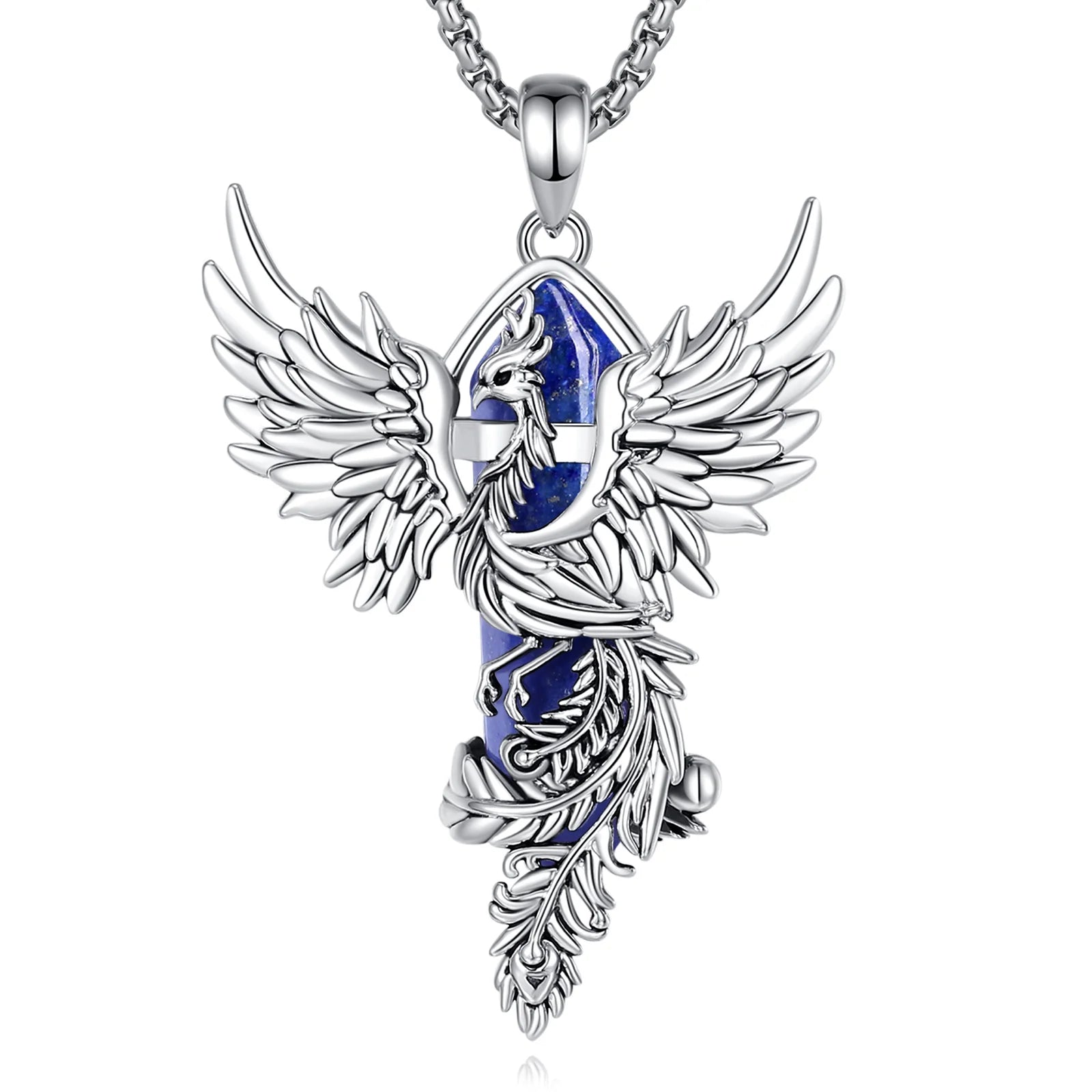 Eudora Phoenix Twining Hexagonal Lapis Lazul Prismatic Necklace Energy Healing Stone Crystal Pendant meditation Jewelry Man Gift