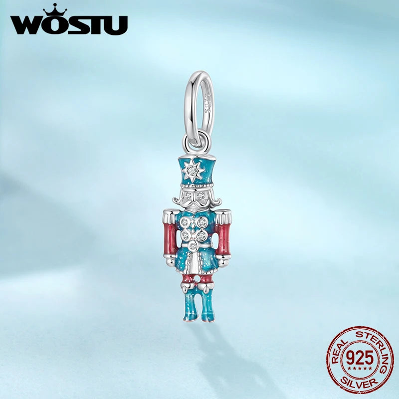 WOSTU 925 Sterling Silver Original Magic Nutcracker Soldier Charm Pendant fairy-tale castle Beads Fit DIY bracelet Necklace Gift