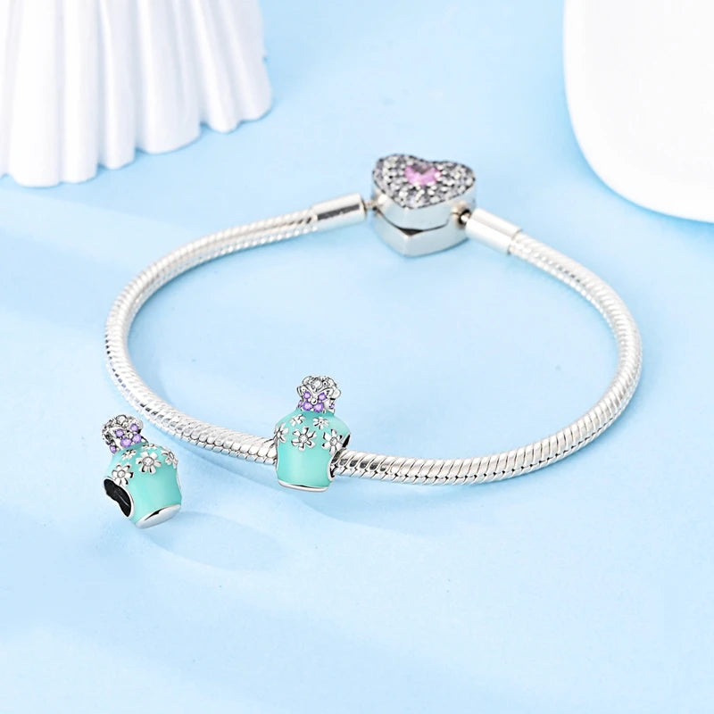 100% 925 Sterling Silver Perfume Bottle Clock Daily Life Charms Beads Fit 3mm 925 Original Bracelets Fine DIY Jewelry Gift