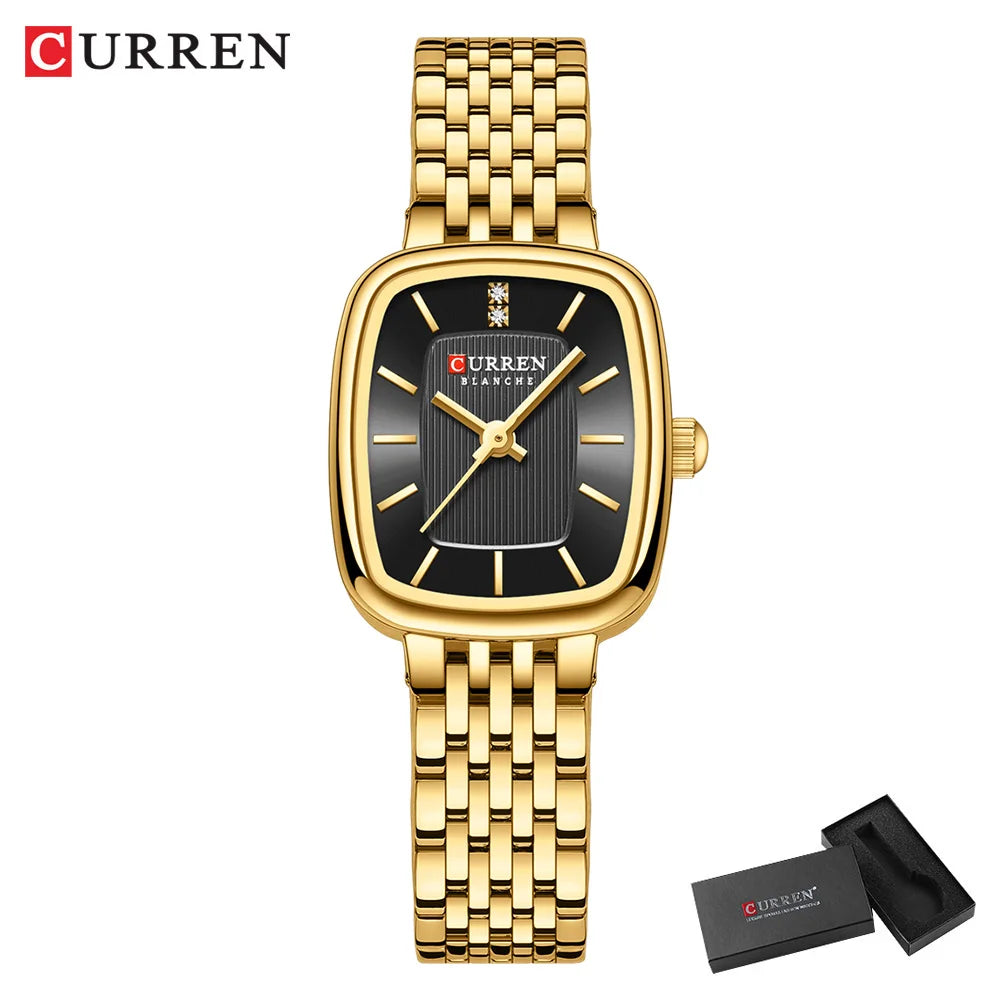CURREN Fashion Dress Watches for Ladies Simple Quartz Stainless Steel Bracelet Wristwatch
