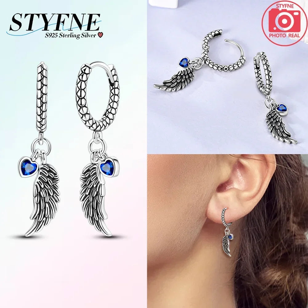 925 Sterling Silver Insect series butterflies luminous fireflies Hoop Earrings With Zircon for Wedding Party Women Jewelry Girls