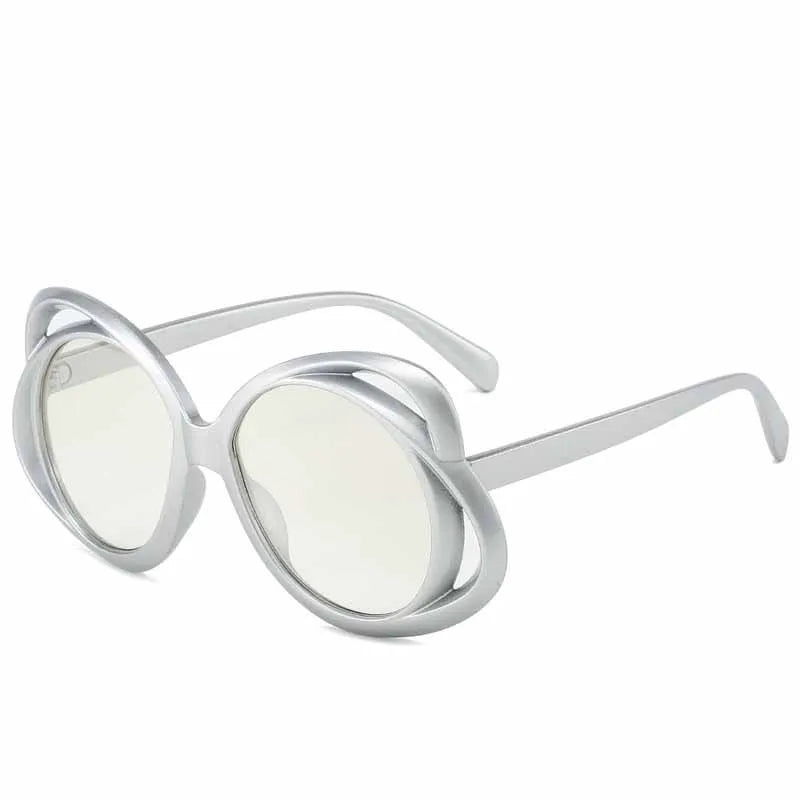 Fashion Women Flower Hollow Frame Sunglasses Fashion Goggles Personality Oversized Oval Luxury Brand Designer Sunvisors UV400