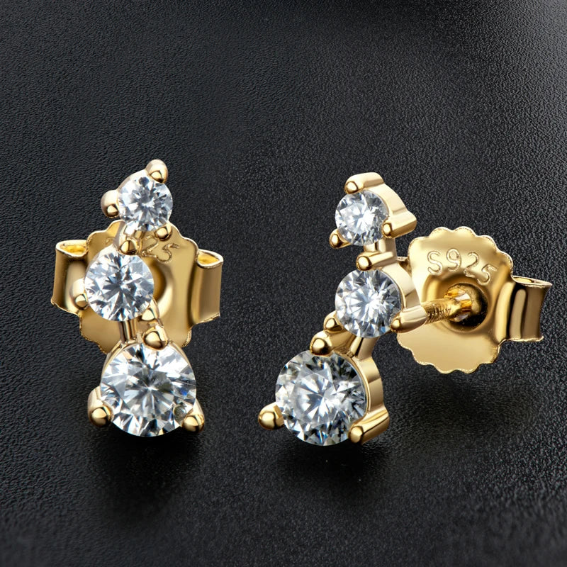 OXTAO 14K Yellow Plated D Color Moissanite Diamond Earring Real 925 Silver Big Dipper Design Unique Earrings Wedding Jewelry