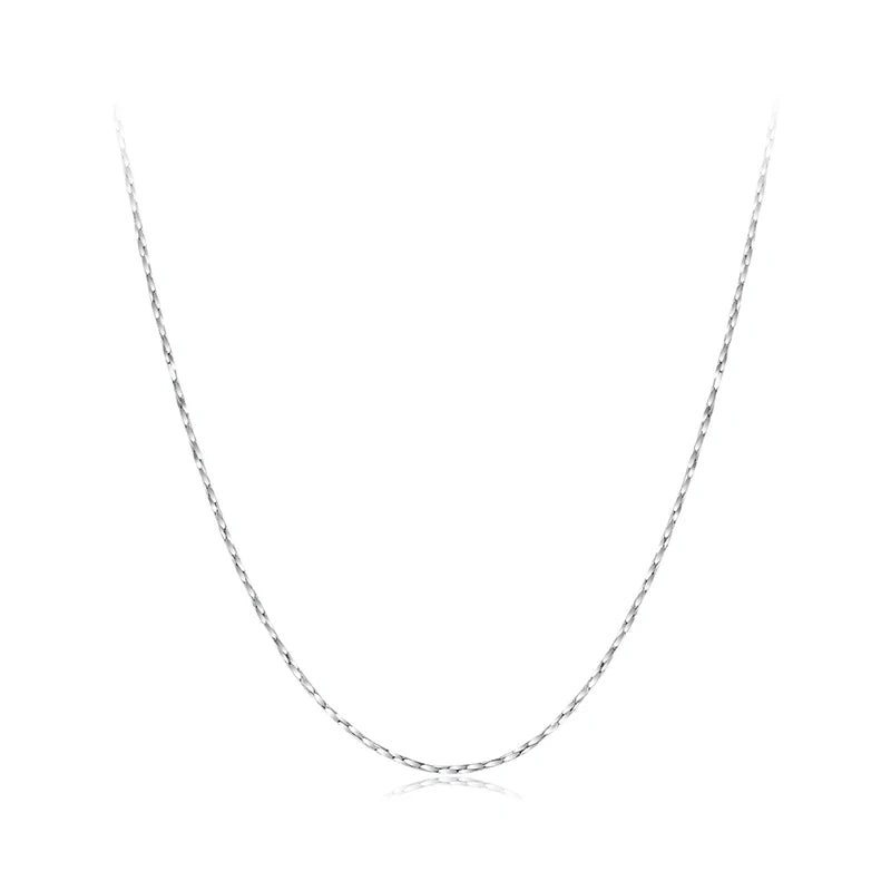 Bamoer 925 Sterling Silver Geometric Sparkling Chain Necklace Lobster Clasp Adjustable Flat Basic Chain for Women DIY Pendants