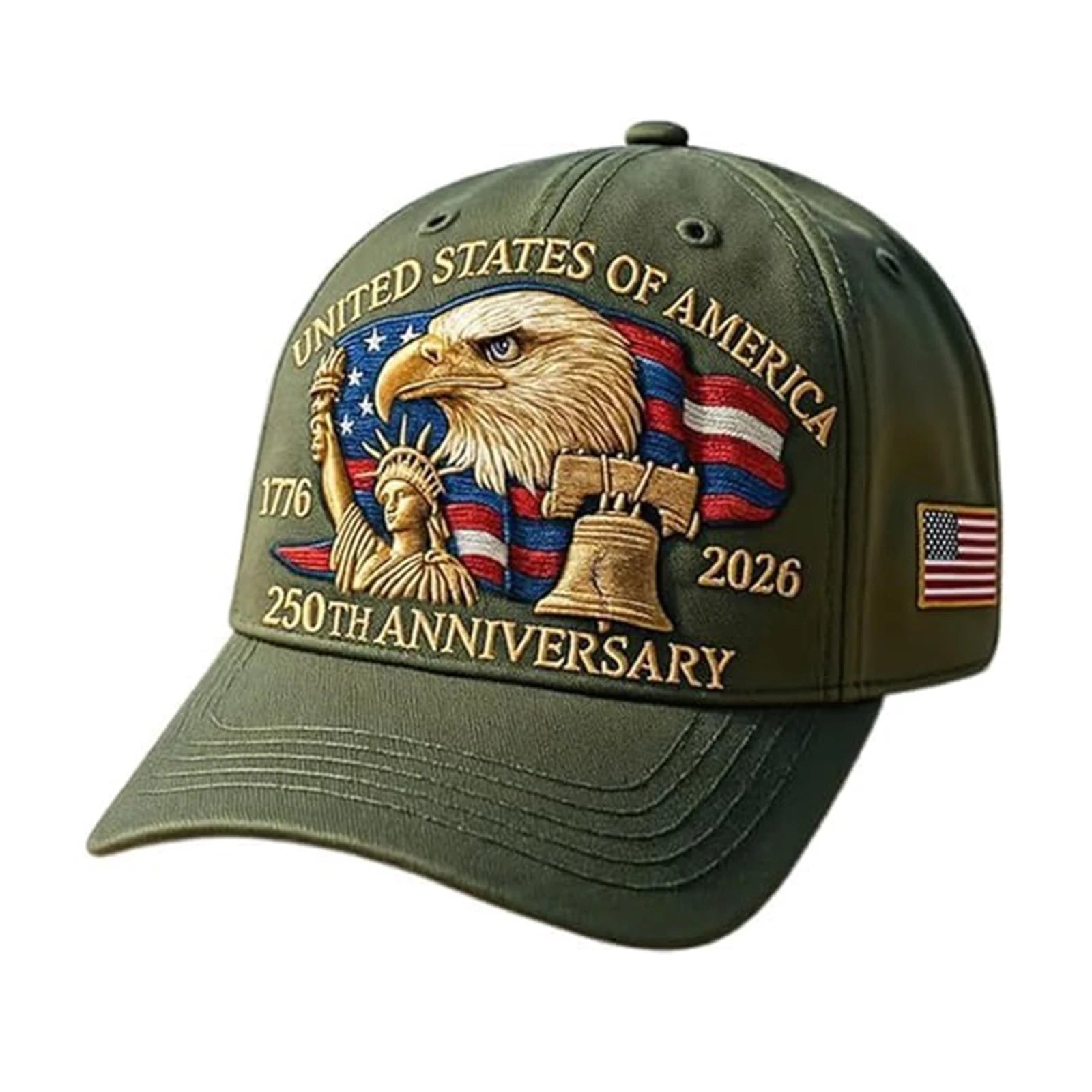 United States 250th Anniversary Cap Adjustable Washed Cotton Baseball Cap Vintage Tribute Eagle Printed Patriotic Trucker Hat - Madeinsea©