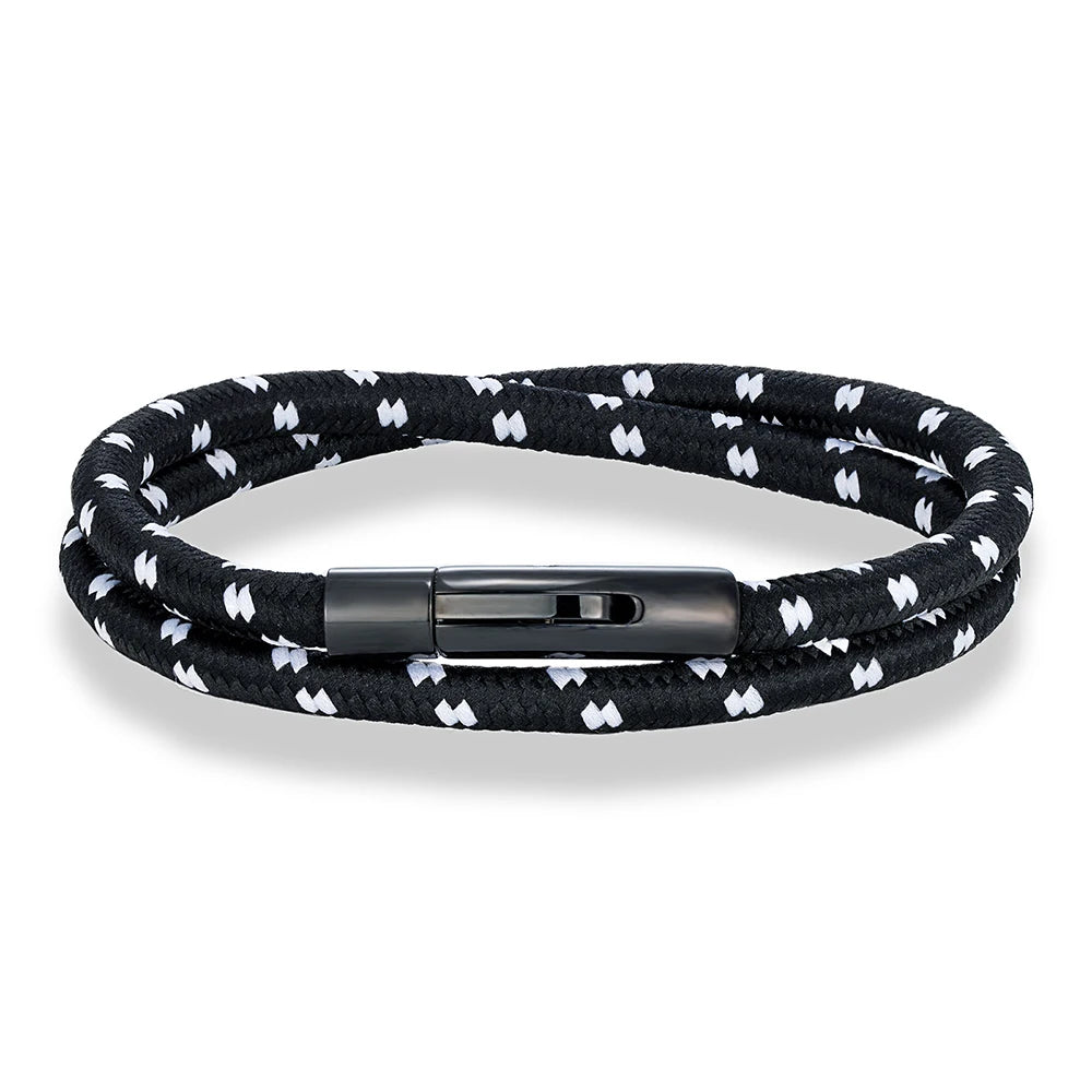 MKENDN 5 mm geflochtenes Nylonarmband für Damen und Herren, Edelstahlknopf, Schmuck, Unisex-Geschenk für Paare, klassisch schlichtes Design