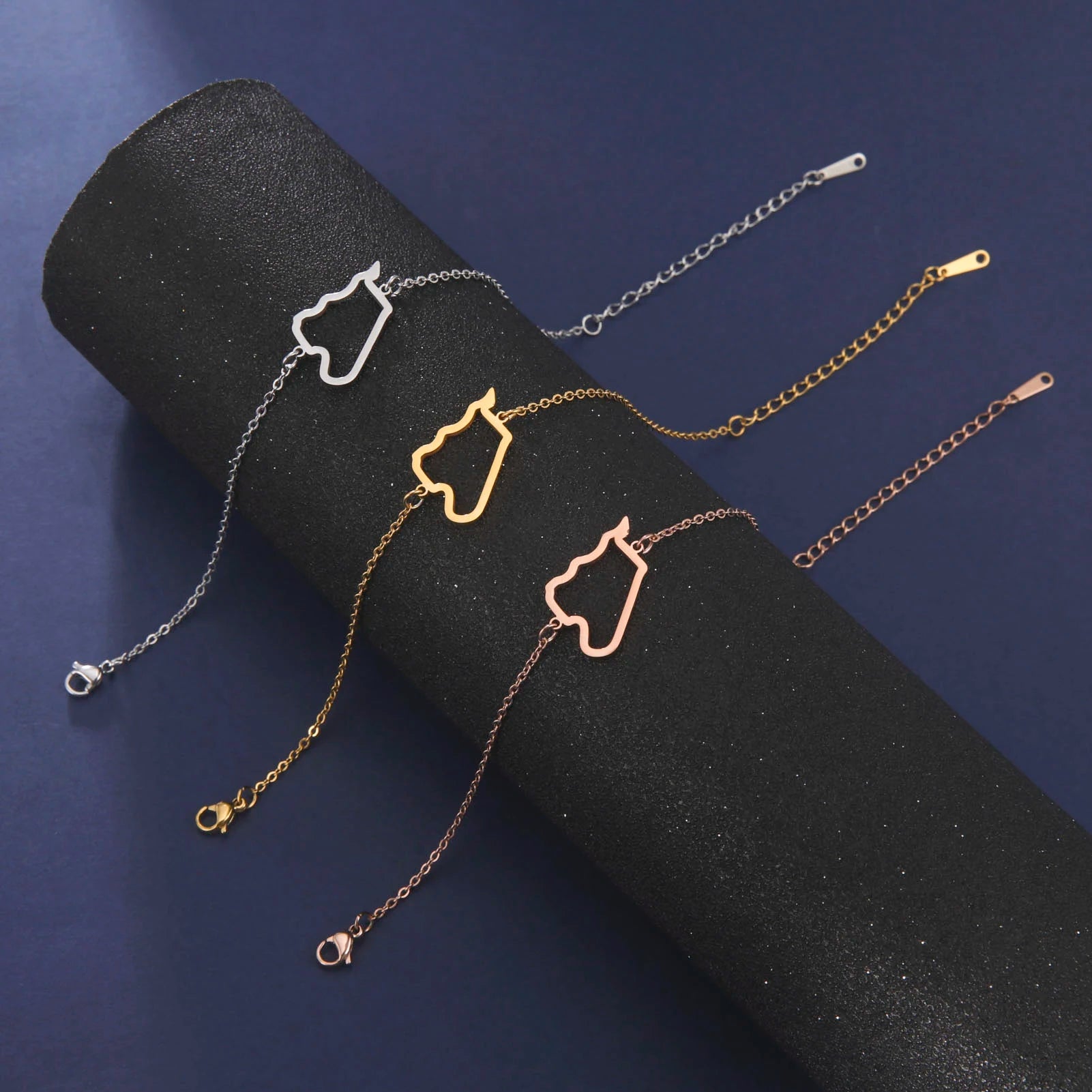 Hollow Syria Map Egypt Lebanon Yemen Map Bracelet Stainless Steel Gold Color Bracelet for Friend Memorial Gift