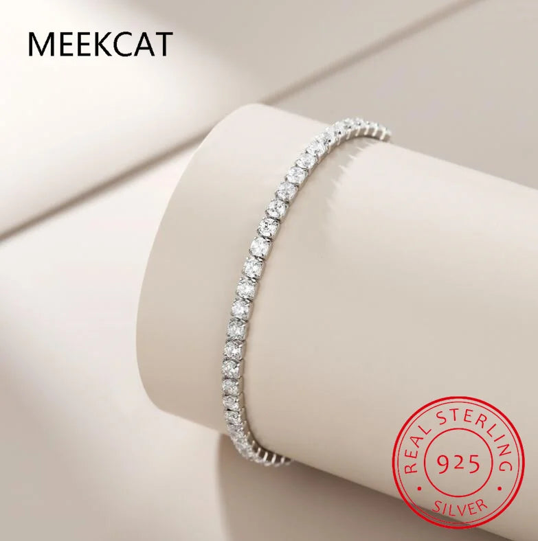 925 Sterling Silver Adjustable Tennis Bracelets for Women Party Accessories Trendy Elegant Sparkling Zircon Bride Jewelry Gifts