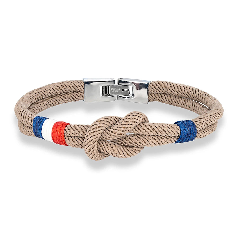 MKENDN France USA Flag Symbol Bracelet Men Double Layers Openable Buckle Nylon Cord Chain Braslet Nautical Braclet Accessories