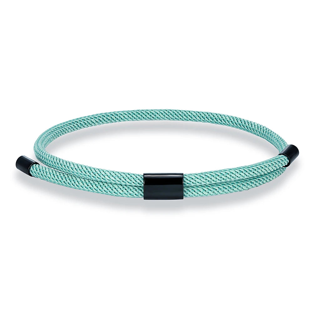 MKENDN Modisches schwarzes Nylonarmband für Damen und Herren aus strapazierfähigem Marine-Nylon mit poliertem schwarzem Edelstahlverschluss – schlichtes Schmuckstück
