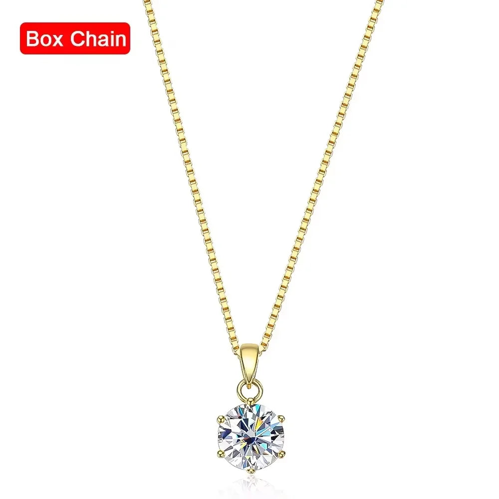 Serenty 1ct D Color Moissanite Pendant Necklace for Women Wedding Bridal 100% S925 Sterling Silver Neck Chain Plated 18K Jewelry