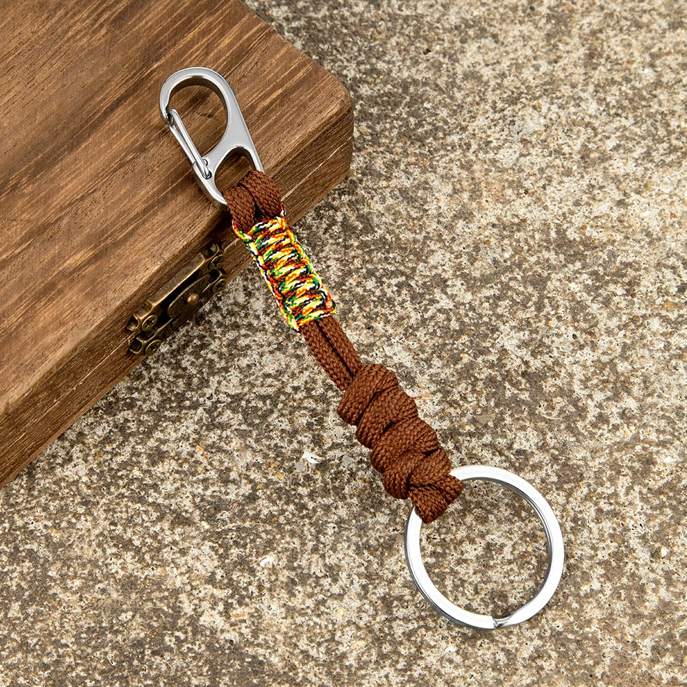 MKENDN Double Buckle Keychain Men Women Hand-woven Outdoor Rock Climbing Paracord Snake Knot Keychains Emergency Metal Key Rings - Madeinsea©