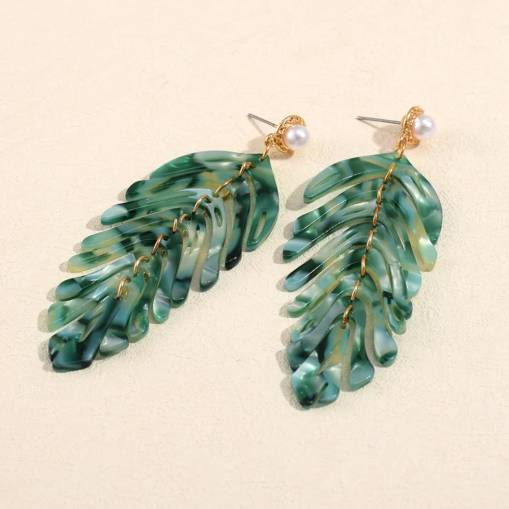 Statement Acrylic Long Earrings Fashion Trend Leaf-Shaped Drop Earring Fine Jewelry Accessories For Women Wholesale