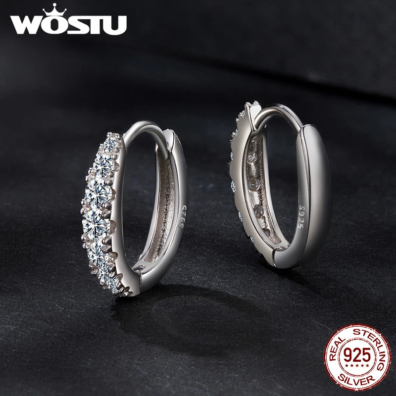WOSTU Horse Eye Moissanite Hoop Earrings Lab Diamond 925 Sterling Sliver Wedding Engagement Earring Hoops Party Jewelry mom Gift