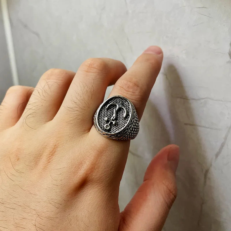Retro Anchor Navy Marine Large Ring For Men Silver Color Punk Gothic Rock Hiphop Ring Pirate Biker Accessories Designer Jewelry