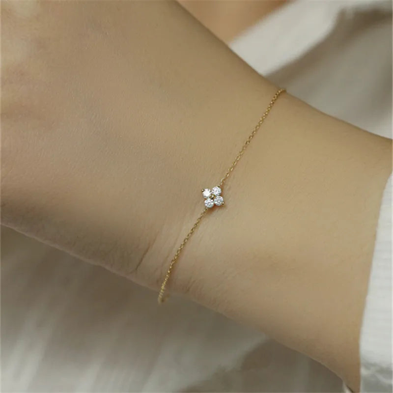 925 Sterling Silber Überzogene 14k Gold Armband Koreanisches Design Temperament Zirkon Blume Armband für Frauen Schmuck Zubehör