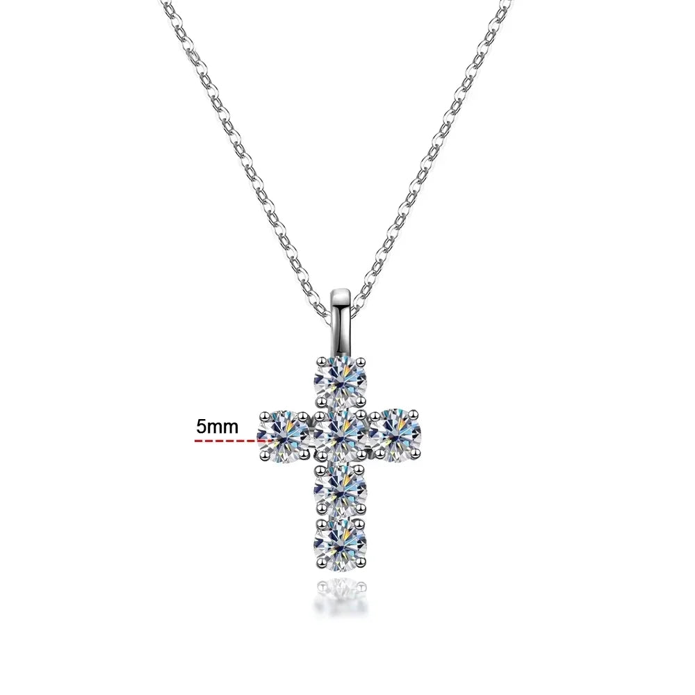 Serenity 0.6ct D Color Moissanite Cross Necklace For Women Anniversary Gift S925 Silver Crucifix Pendant Neck Chain Fine Jewelry - Madeinsea©