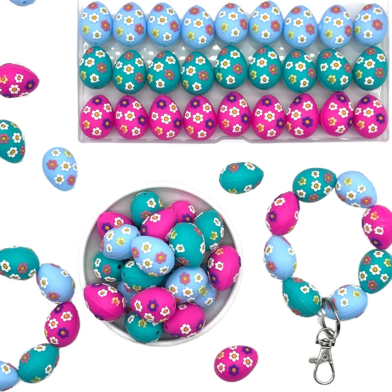 Lot de 5 ou 10 perles focales en silicone 3D de la série Pâques, pour bricolage, colliers, bijoux, stylos, porte-clés, décoration de voiture, chaînes de sacs