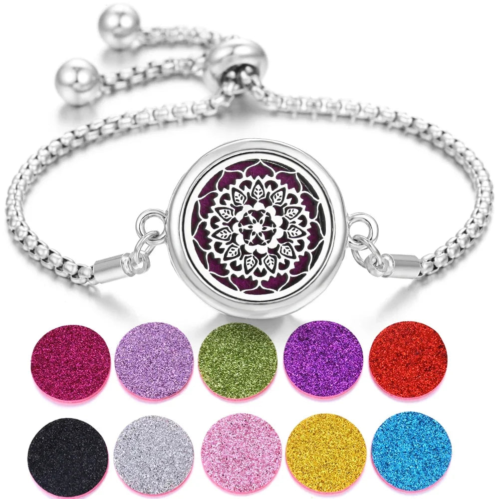 2024 New Kaleidoscope Aromatherapy Bracelet Perfume Essential Oil Diffuser Locket Bracelet Charms Women Aroma Diffuser Jewelry