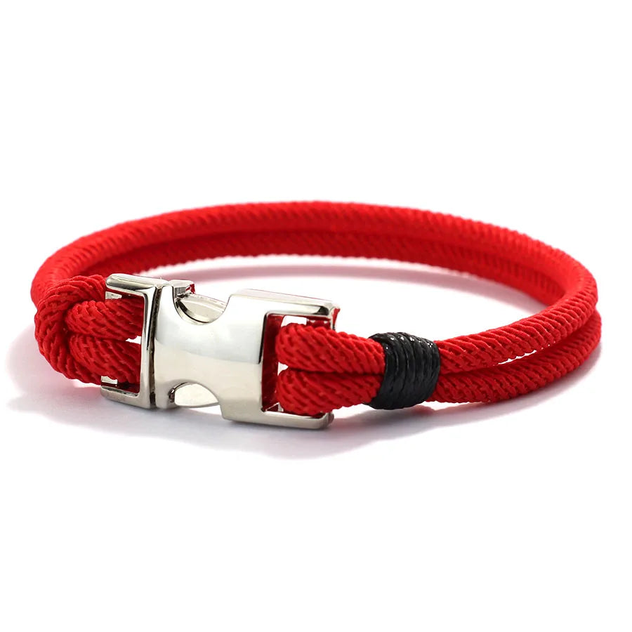 New Good Luck Rope Bracelet Men Bilayer Detachable Buckle Wrap Braslet Locomotive Cool Riding Outdoor Survival Braclet Pulseria