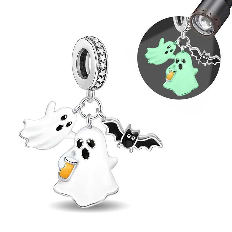 925 Sterling Silver Halloween Dark Phantom Pumpkin Devil Fit Diy Bracelet Necklace Making Gift Of High Quality Fine Jewelry