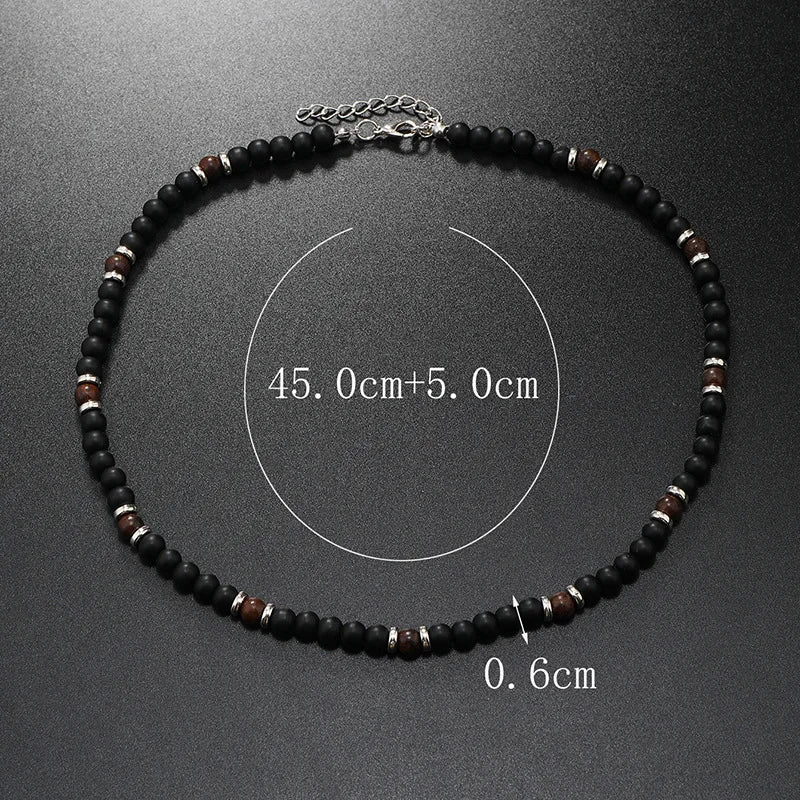 New Bohemian Men's Beaded Necklace Tiger Stone Natural Stone Fashion Trend Design Minimalist Necklace Commemorative Gift - Madeinsea©