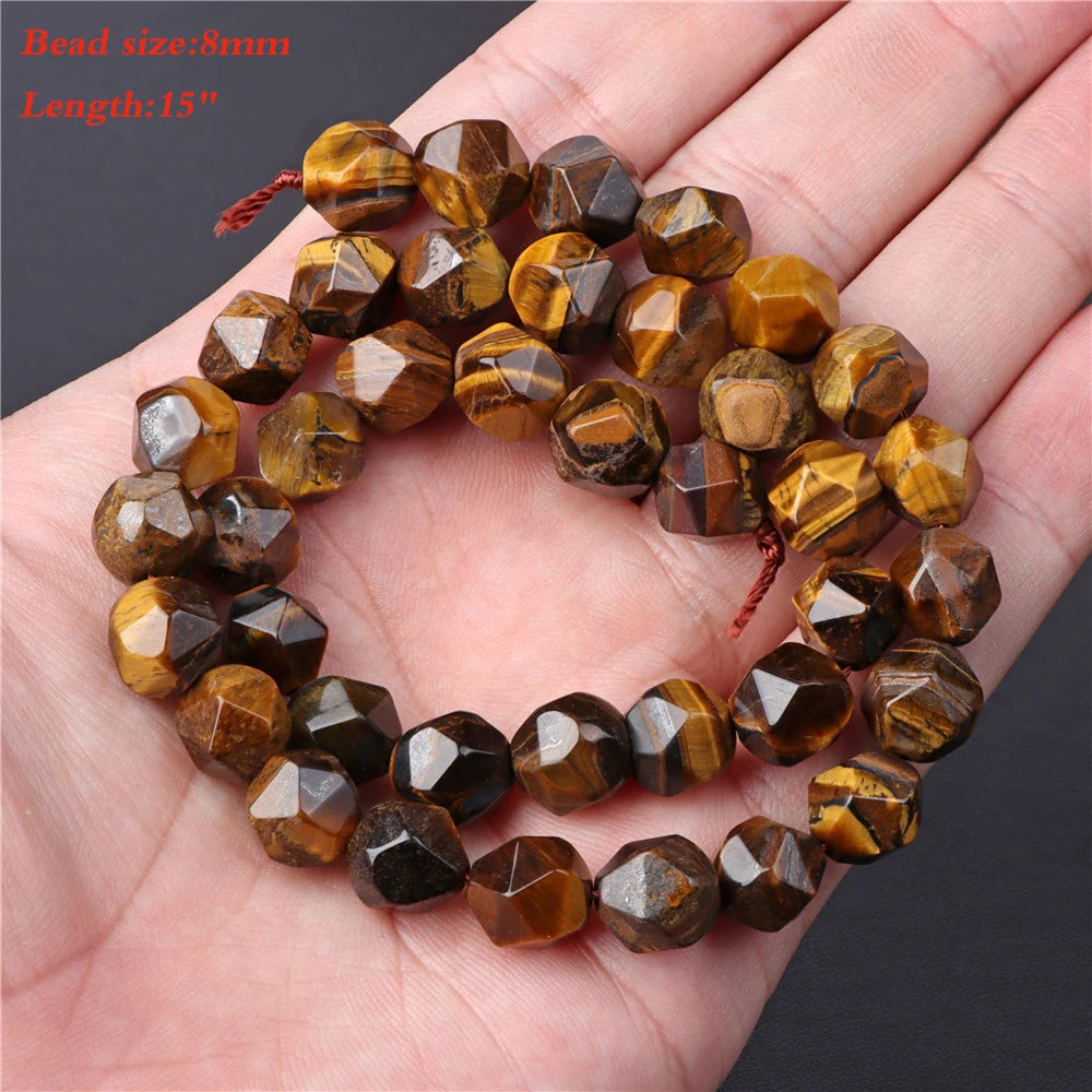 45 Kind Tiger Eye Stone Bead Natural Yellow Cabochon Round Faceted Square Loose Beads Fit Fashion Jewelry Making Handmade Supply