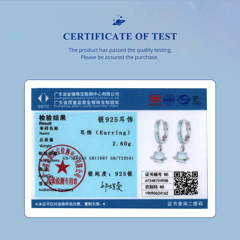 BAMOER 925 Sterling Silver Blue Planet Hoops Earrings, Lightweight White Gold Plated Hoop Earrings for Women SCE1803