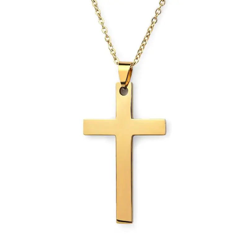 2022 Fashion Stainless Steel Necklace For Men Women Black Gold Color Silver Color Cross Pendant Chain Necklace Jewelry Gift