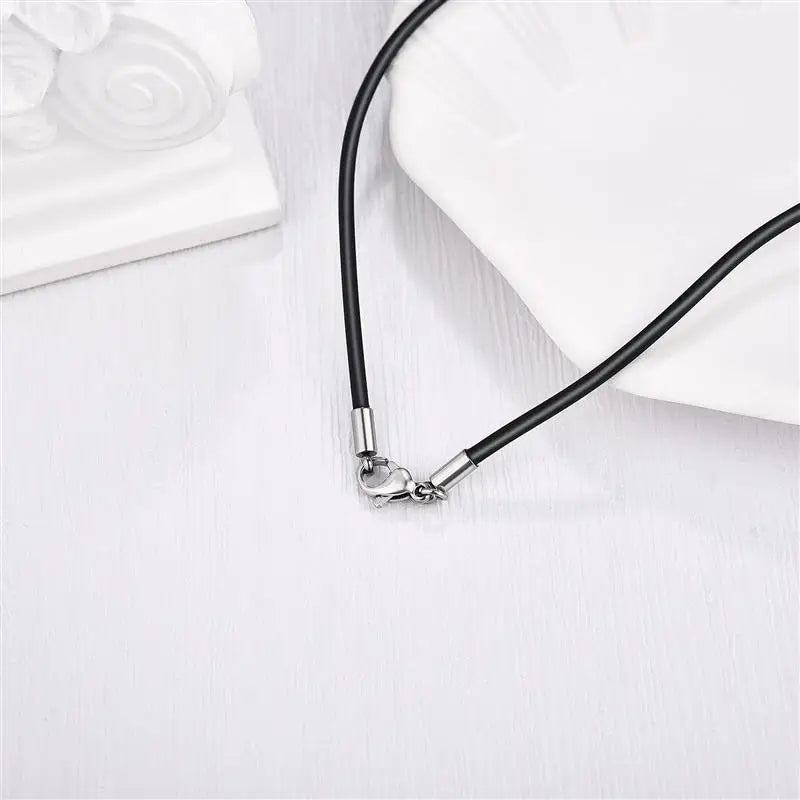 Jiayiqi Rubber Rope Necklace&Bracelets For Men Women Fashion Jewelry Gift Casual Round Neck Black Necklace DIY Rope