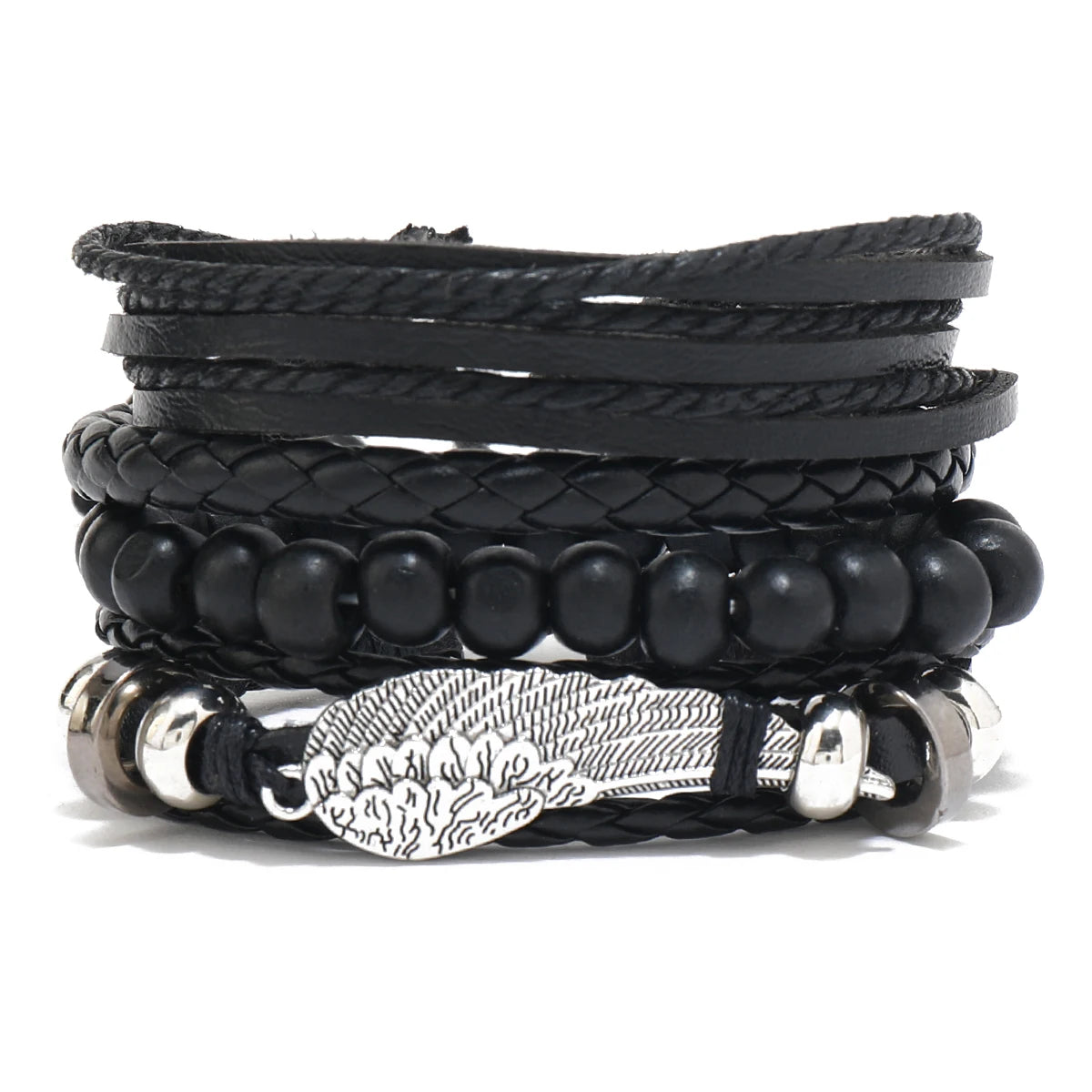 Wholesale Best-selling Multi-layer Buddha Bead Beaded Bracelets Men's Retro Style Multi-layer Elastic Thread Adjustable Wooden