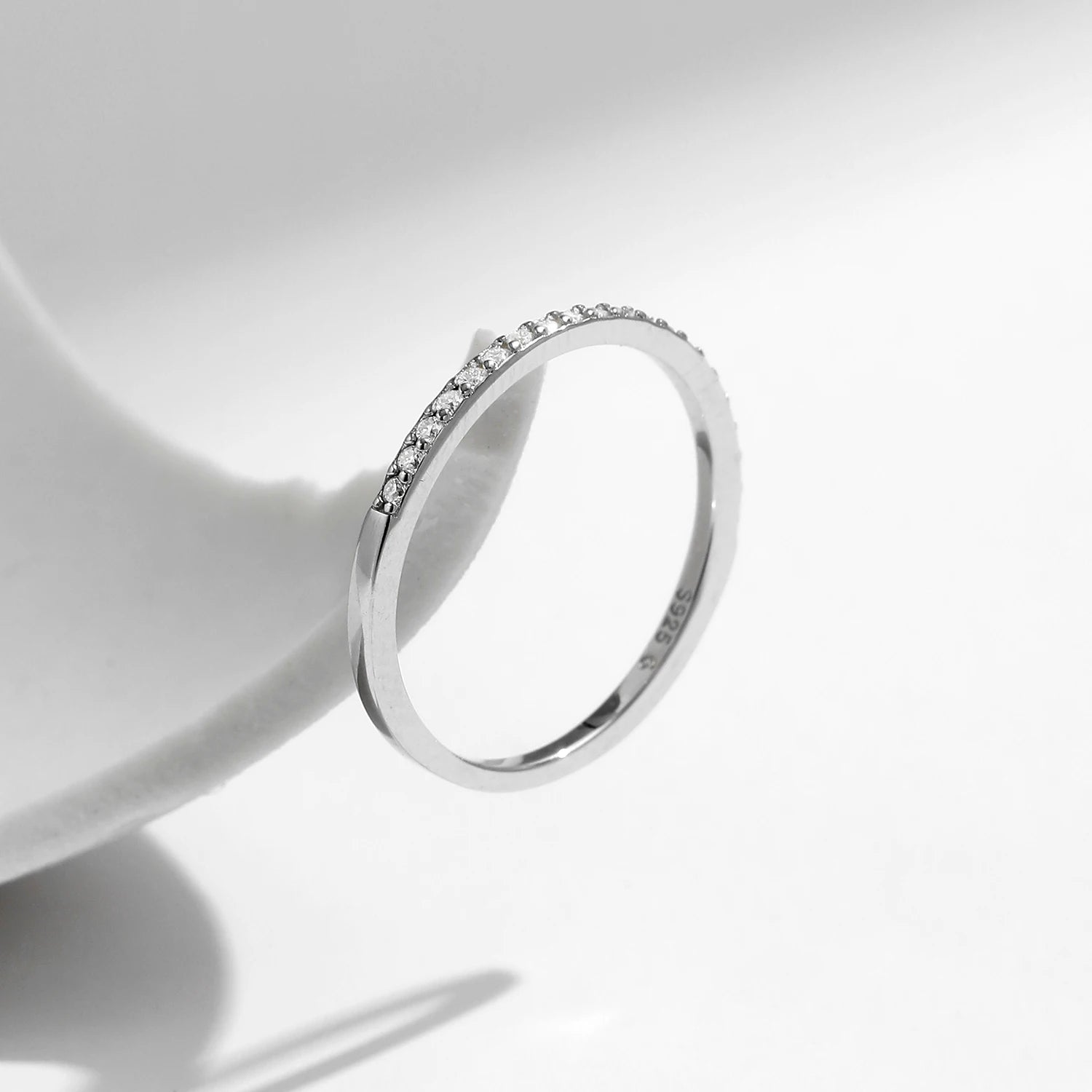 MODIAN Simple Eternity Moissanite Ring 925 Sterling Silver Sparkling Simple Thin Wedding Band Rings For Women Fine Jewelry - Madeinsea©
