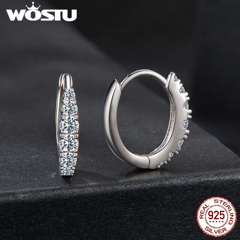 WOSTU Horse Eye Moissanite Hoop Earrings Lab Diamond 925 Sterling Sliver Wedding Engagement Earring Hoops Party Jewelry mom Gift
