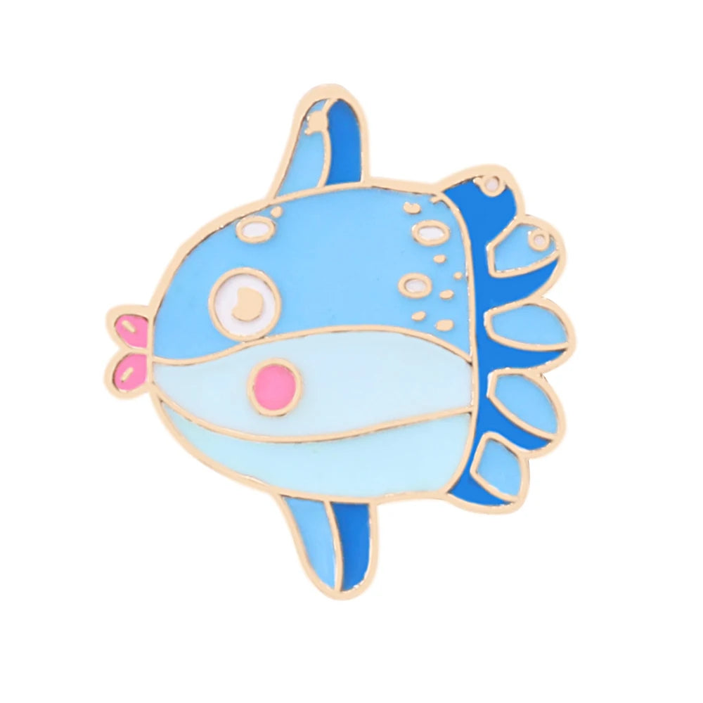 New Blue Marine Life Enamel Pins Cute Whale Dolphin Animal Brooches Women Men Lapel Pin Badges Jewelry Gift for Friend Wholesale