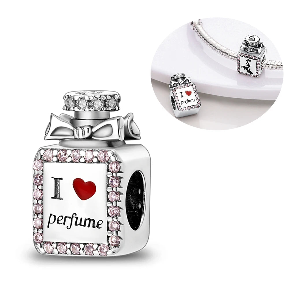 925 Silver Girl Lady Lipstick Makeup Charm Dangle Pendant Beads Fit Original Bangle Cosmetic Charms Bracelet DIY Making Jewelry