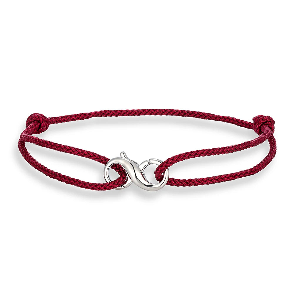 MKENDN Infinity Symbol Bracelet Lobster Clasp Mens Braided Thin Rope Bracelet With Carabiner Spring Clasp For Surfer Couple Gift