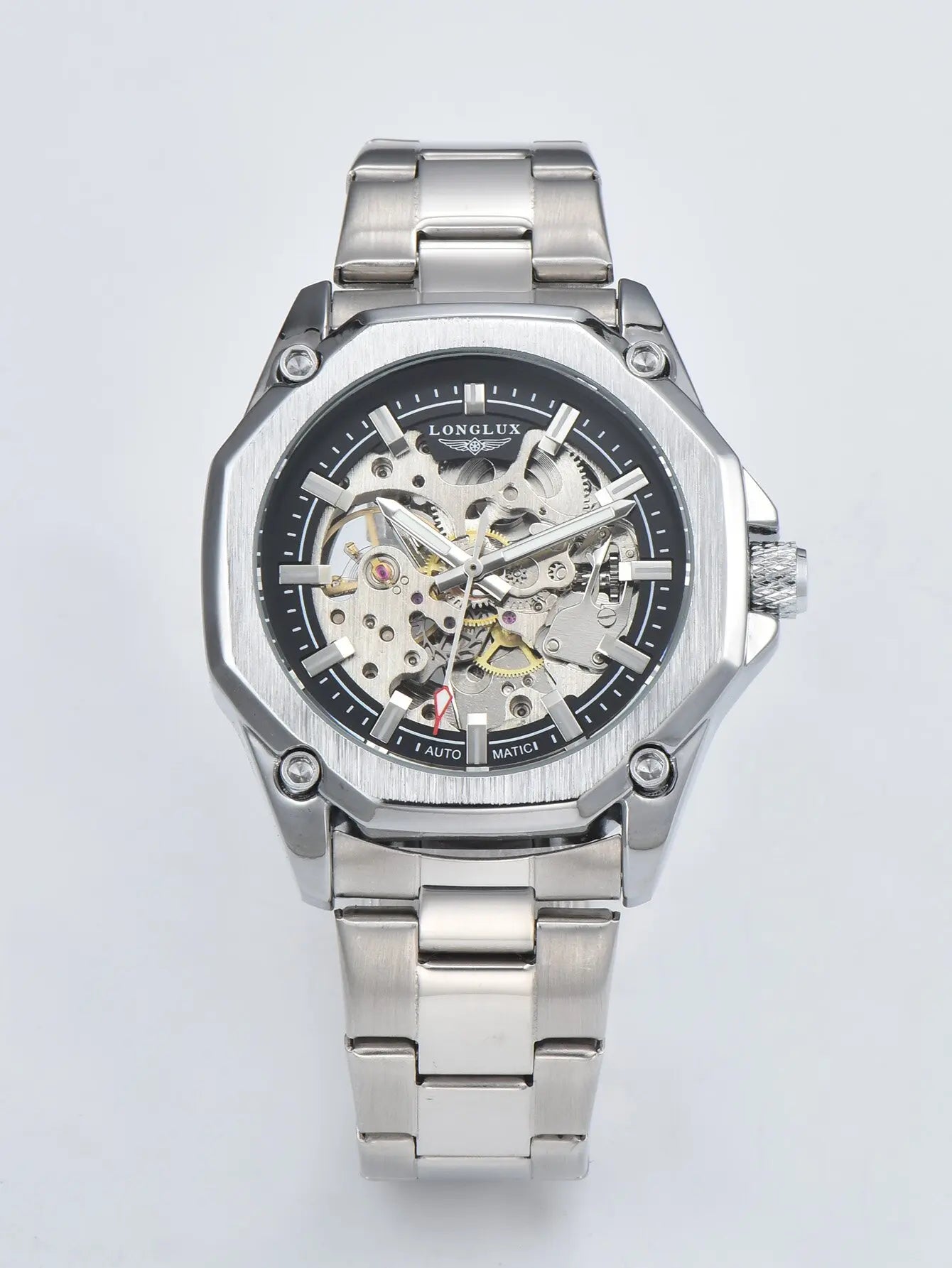 LONGLUX Men automatic mechanical watch luxury watches waterproof skeleton sport style fashion wholesale stainless steel gift
