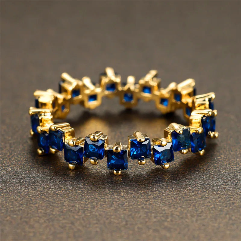 Female Light Purple Zircon Stone Ring Cute Gold Color Summer Wedding Jewelry For Women