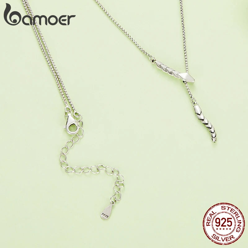 BAMOER 925 Sterling Silver Snake Pendant Necklace Gothic Jewelry Silver Animal Snake Necklaces for Women BSN423