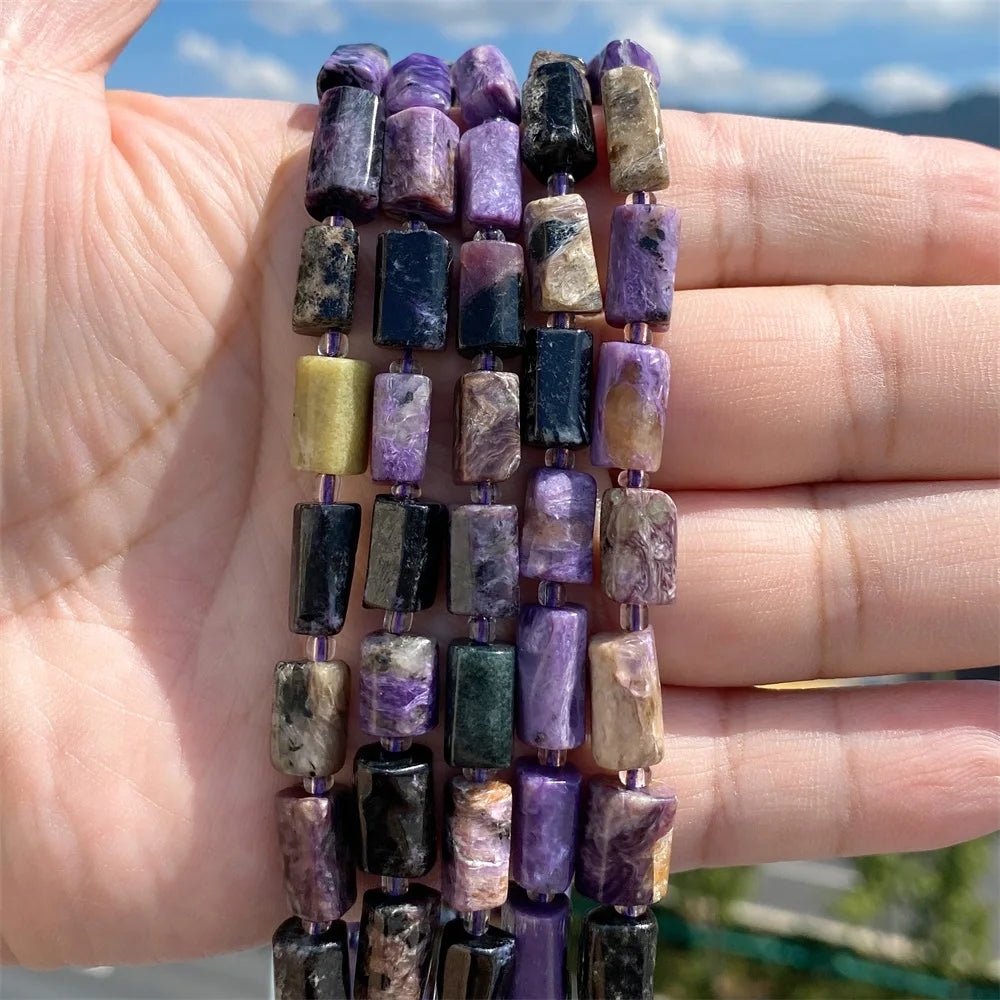 Natural Irregular Cylinder Stone Bead Charoite Amethyst Apatite Loose Charm Beads For Reiki Jewelry Making Bracelet Necklace DIY - Madeinsea©